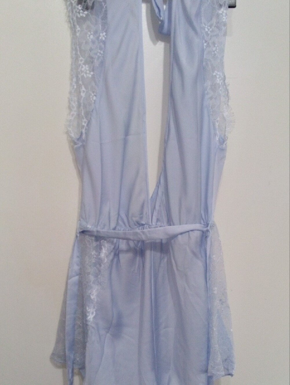 Adore Me Light Blue Lace-Trim Plunge Romper - Picture 2 of 5